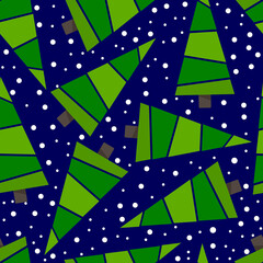 Obraz premium Seamless Christmas pattern with decorative fir trees isolated on blue background.Can be used for design of gift wrap,textile,blog decoration,banner,poster,website,wallpapers and greeting card.Clipart