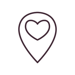 Heart in gps mark line style icon vector design