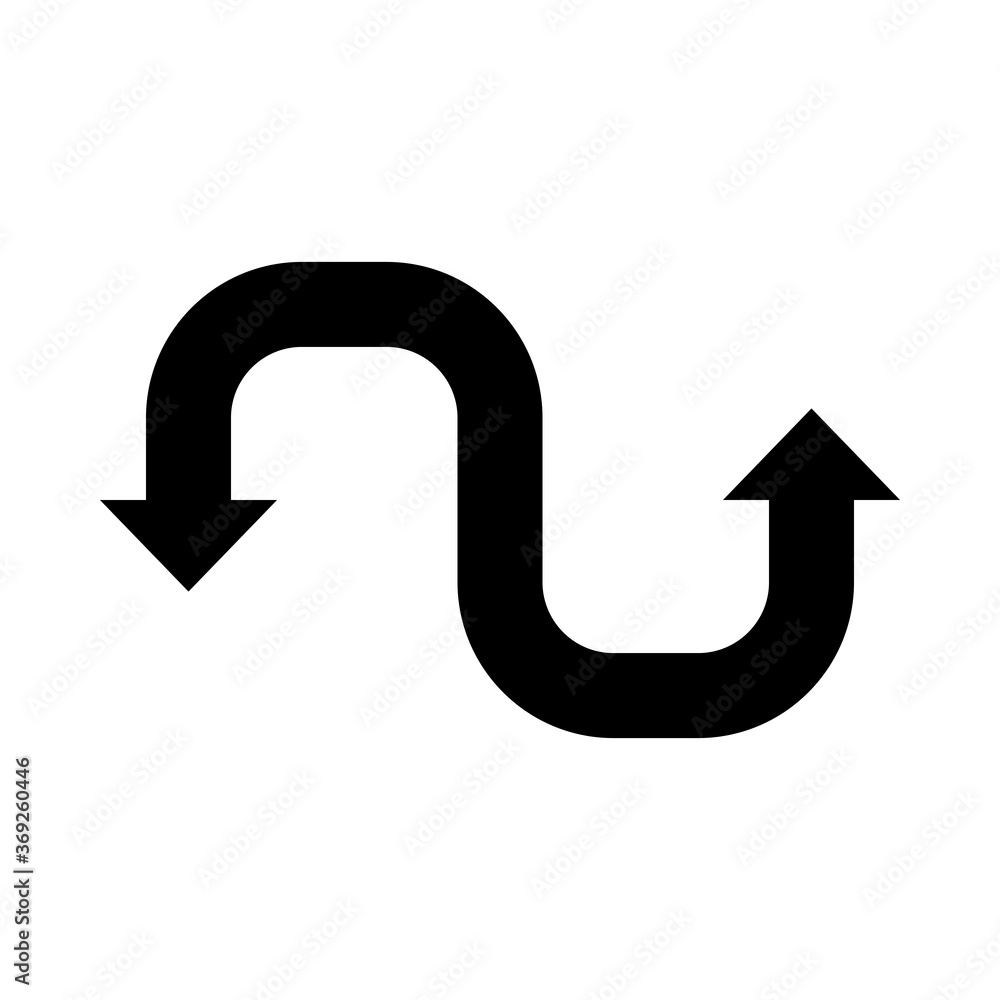 Poster up and down curved arrow vector icon. curved double arrowhead arrow pointing up and down