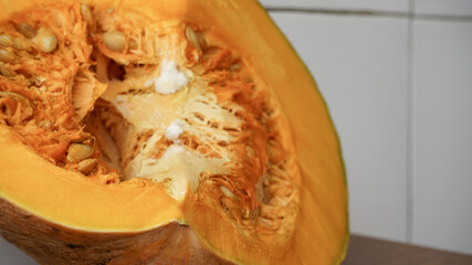pumpkin on a wooden table
