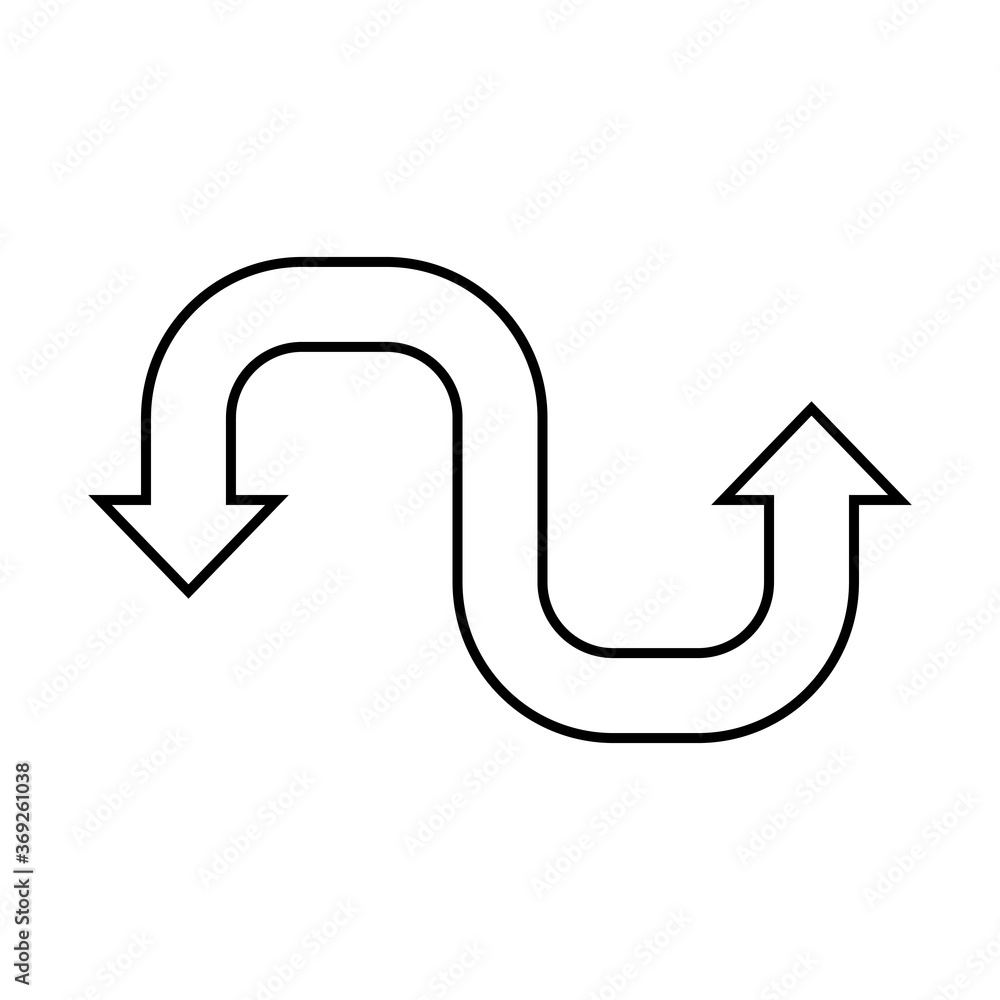 Poster up and down curved arrow vector icon. curved double arrowhead arrow pointing up and down