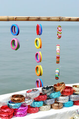 colorful bangles for sale on a roadside stall. shot at Mumbai on 28 oct 2011