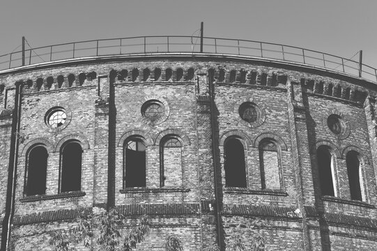 old abandoned gasworks building