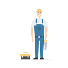 Builder. Construction and repair services concept. Flat style. Vector illustration
