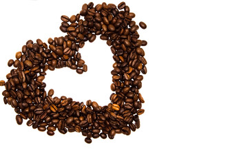 Heart made from coffee beans
