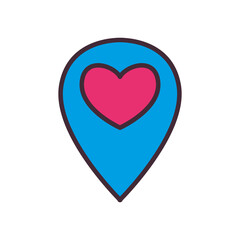 Heart in gps mark line and fill style icon vector design