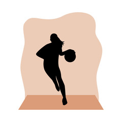 Fototapeta na wymiar athletic woman practicing basketball sport silhouette
