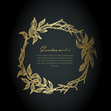 Minimalist golden floral wreath flyer