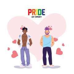 lgtbi men cartoons with hearts vector design