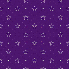 Seamless stars pattern in purple background