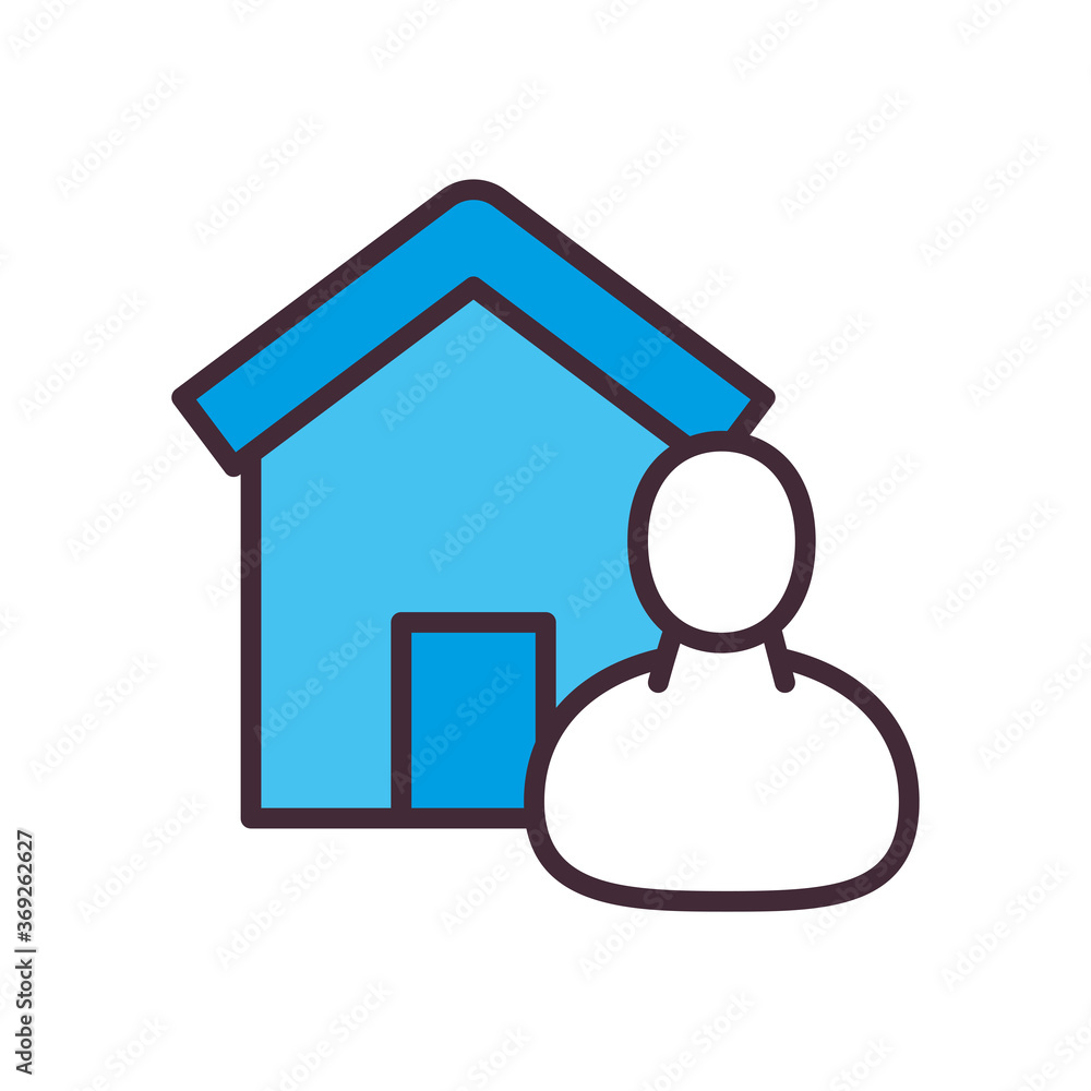 Poster avatar with house line and fill style icon vector design