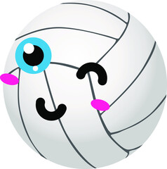 Simple Vector Design of a Volleyball with Smile in White