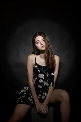 Fototapeta na wymiar Studio portrait of a beautiful young girl