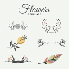 Flowers arts color vector template designs