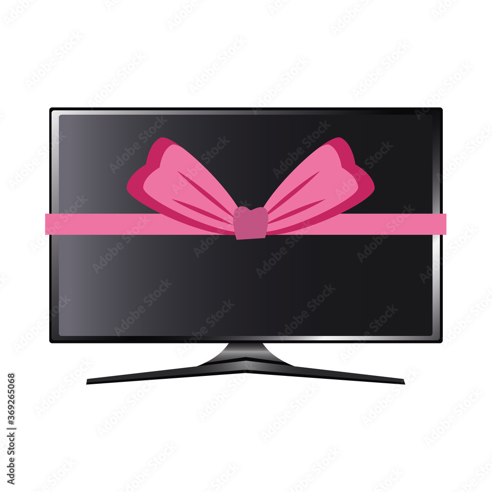 Poster computer monitor display with gift bow