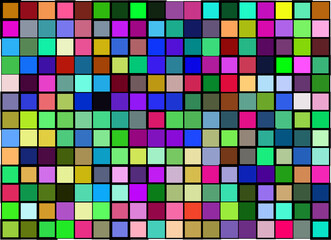 Mosaic from vector squares with trendy rainbow colors and different sized borders in shades of colors for web, cover, wrapping paper, art, etc. backgrounds