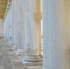 Line of pillars with some in focus