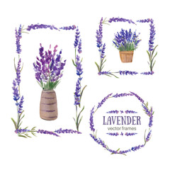 Vector illustration. Frames made up of lavender branches