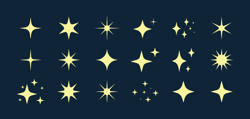 Star sparkles collection. Set of magic stars.