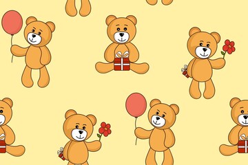 teddy bear seamless background. cute greeting bears
