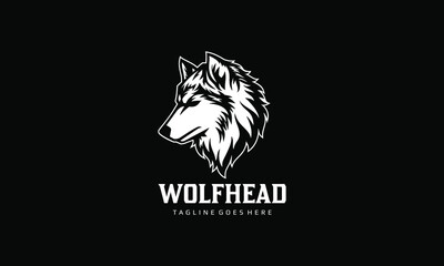Wolf Head Vector Logo Template on black background