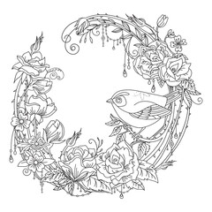 Coloring flowers and birds 10