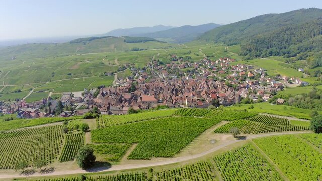Riquewihr Alsace France aerial view