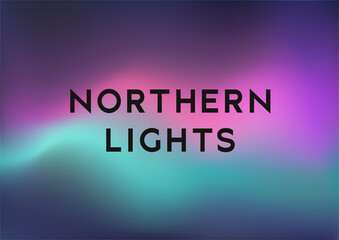 Northern lights, bright gradient background horizontal format, vector illustration