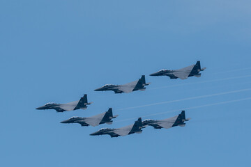 RSAF F-15SG fighter jets formation flyby.