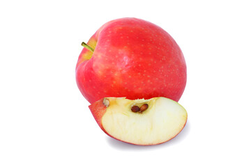 Red apple with quartered isolated on white