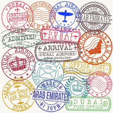 Dubai Arab Emirates Stamp Vector Art Symbol Design Postal Badge Rubber.
