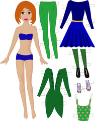 Cut-out doll with a set of clothes