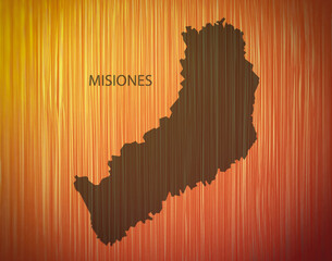 Map of Misiones Province, Argentina, on wooden background, 3D illustration