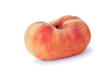 Flat peach isolated on white background