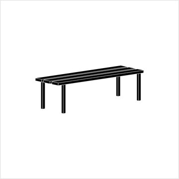 Bench Icon, Wood Metal Resting Bench