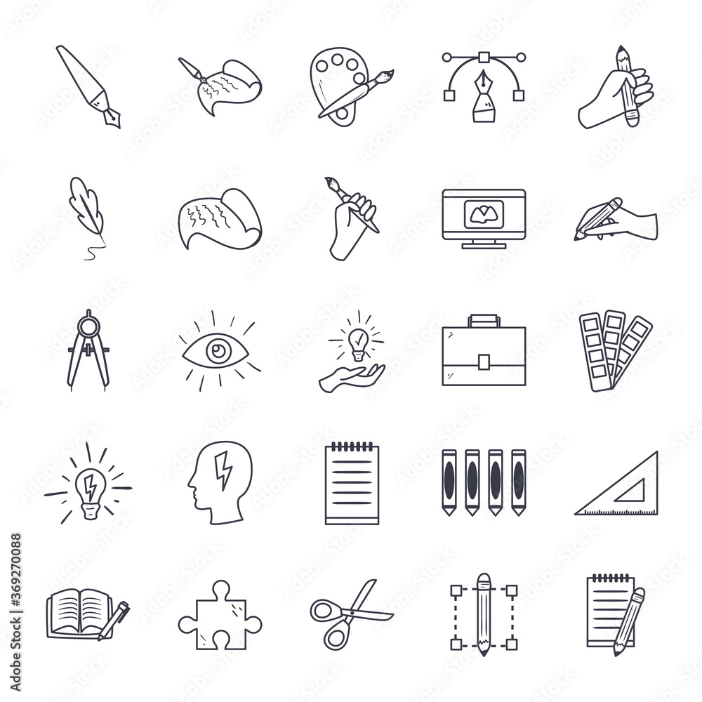 Sticker art and design line style icon set vector design