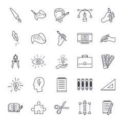 Art and design line style icon set vector design