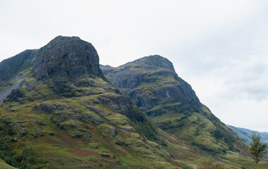 Two peaks of the Three Sisters in Glencoe, Scottish Highland,