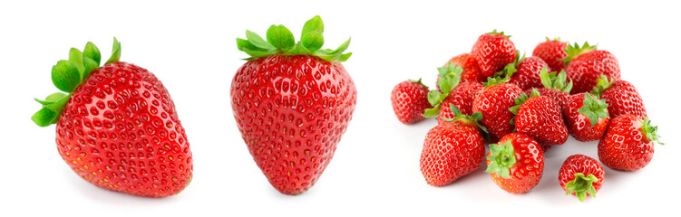 Strawberry on white background. Fresh sweet fruit closeup