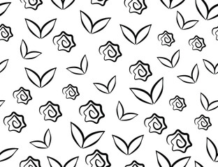 
Seamless Abstract Pattern Plants Black Contour Background Texture Vector illustration