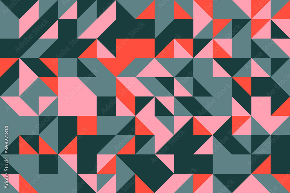 Aufkleber abstract pattern with triangular and rectangle elements in flat vintage color palette. geometric vec