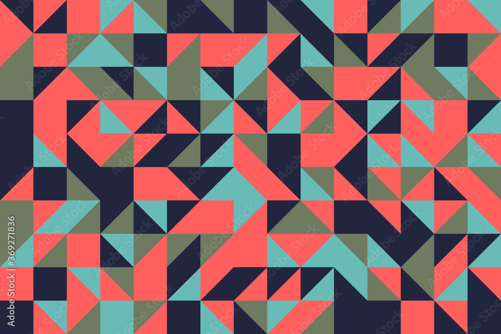 Aufkleber abstract pattern with triangular and rectangle elements in flat vintage color palette. geometric vec