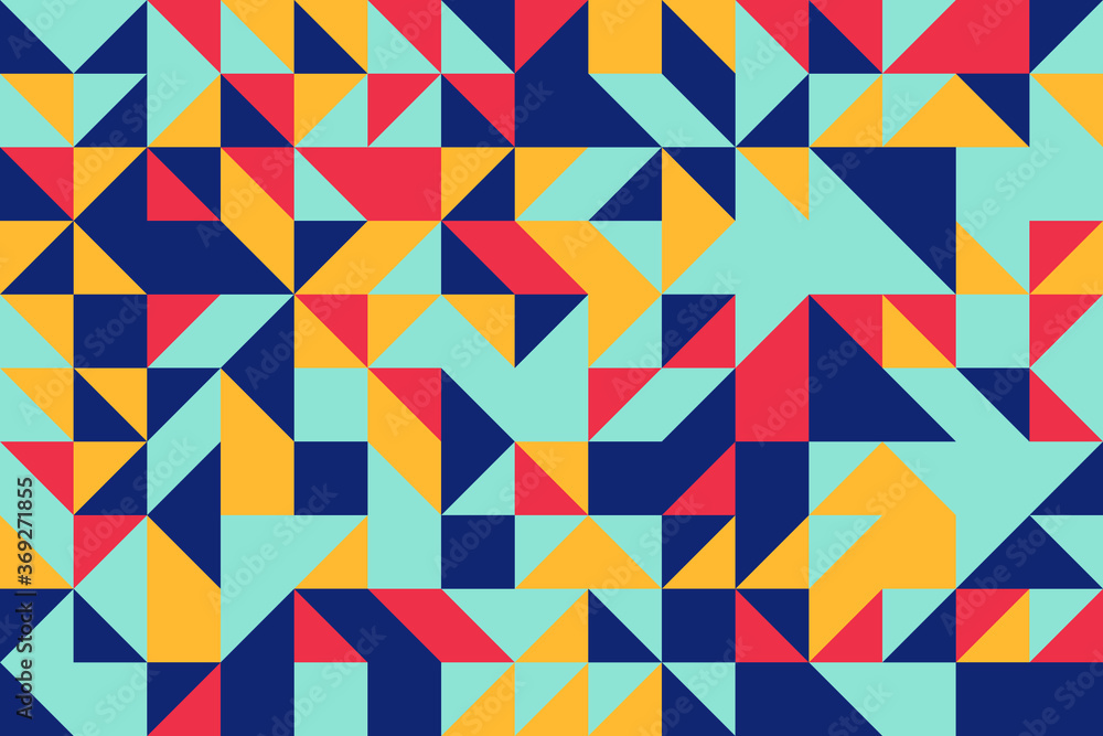 Aufkleber abstract pattern with triangular and rectangle elements in flat vintage color palette. geometric vec