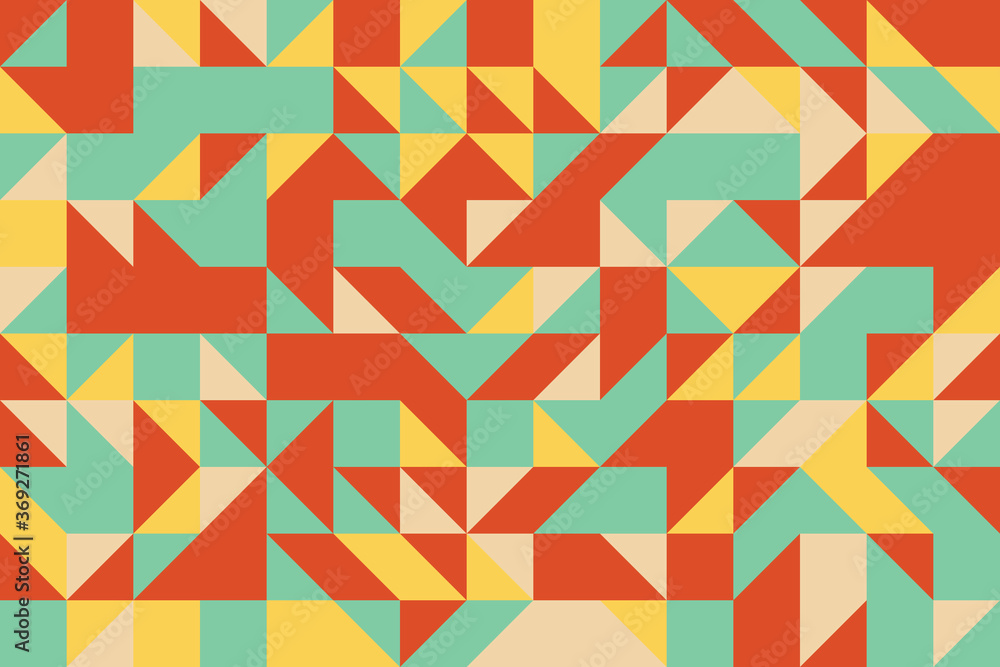 Aufkleber abstract pattern with triangular and rectangle elements in flat vintage color palette. geometric vec