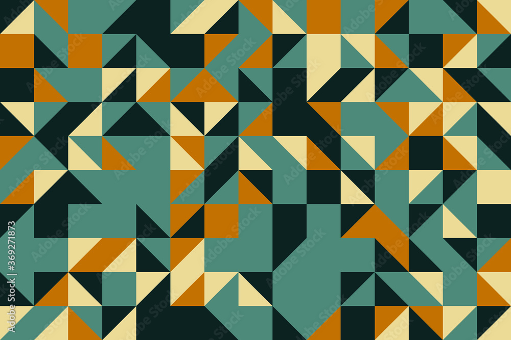 Aufkleber abstract pattern with triangular and rectangle elements in flat vintage color palette. geometric vec