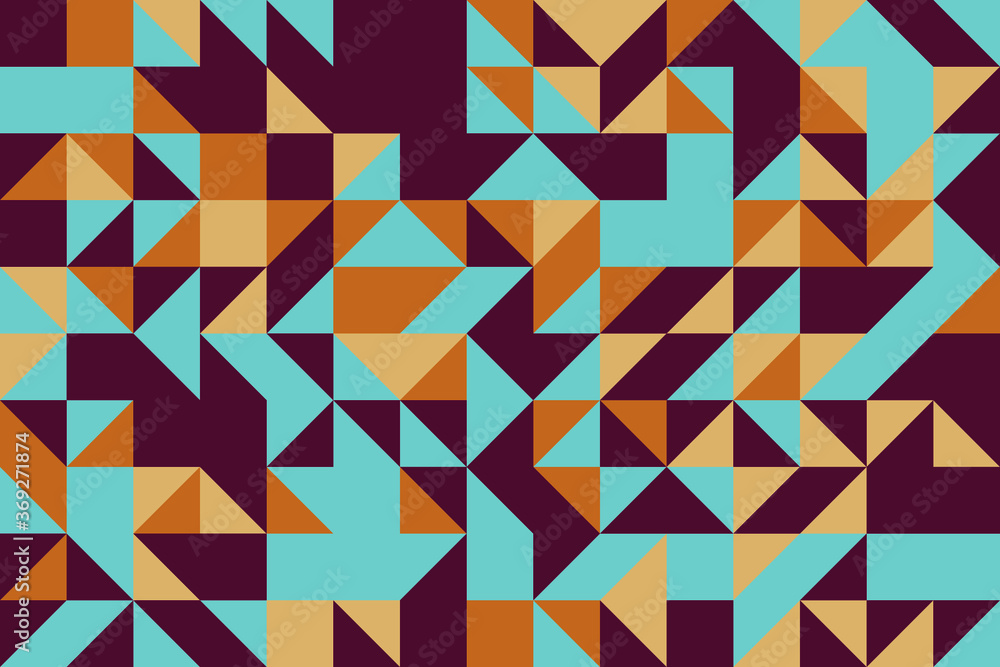 Aufkleber abstract pattern with triangular and rectangle elements in flat vintage color palette. geometric vec