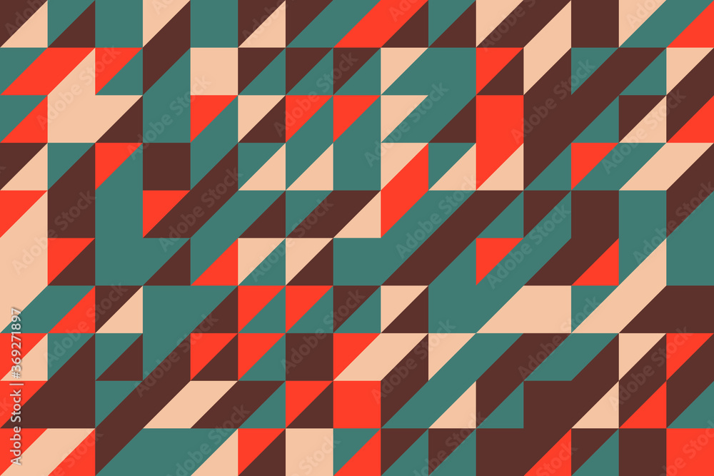 Aufkleber abstract pattern with triangular and rectangle elements in flat vintage color palette. geometric vec