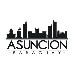 Asuncion Paraguay Skyline Silhouette City. Cityscape Design Vector. Famous Monuments Tourism.