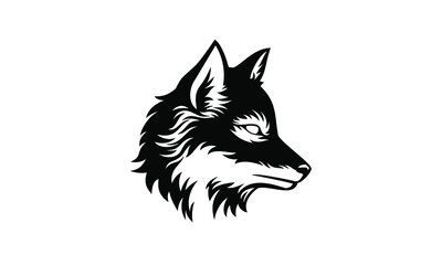 Fox Head - Black on White Vector Logo
