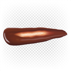 Liquid melted chocolate spread on the surface in top view. 3d realistic illustration isolated on white background. Dessert, dirty stain, dessert, cream, ganache, sauce.